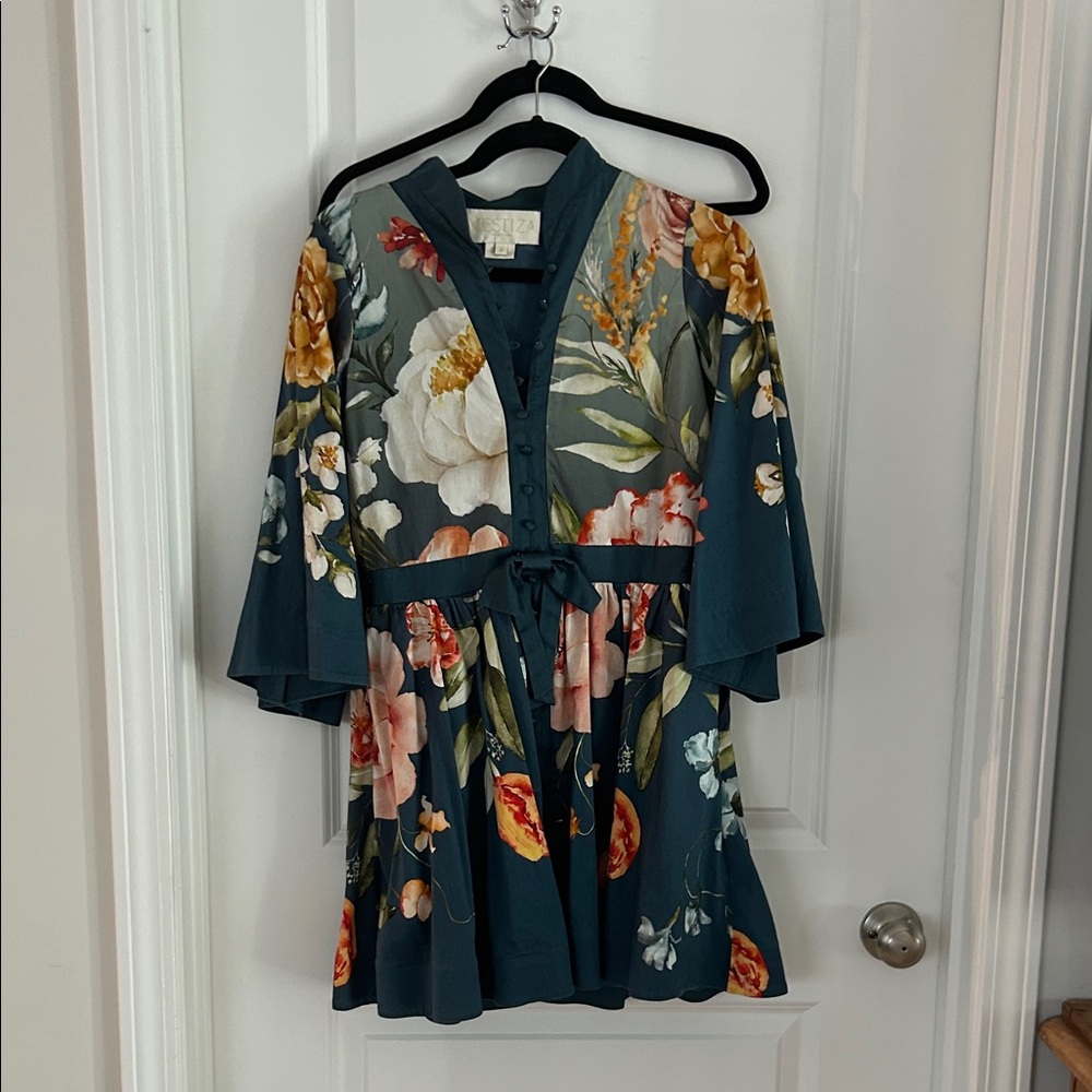 Floral Mini Dress in Blue by [Brand]